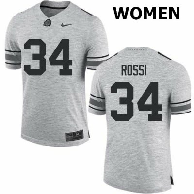 NCAA Ohio State Buckeyes Women's #34 Mitch Rossi Gray Nike Football College Jersey HBO6345MB